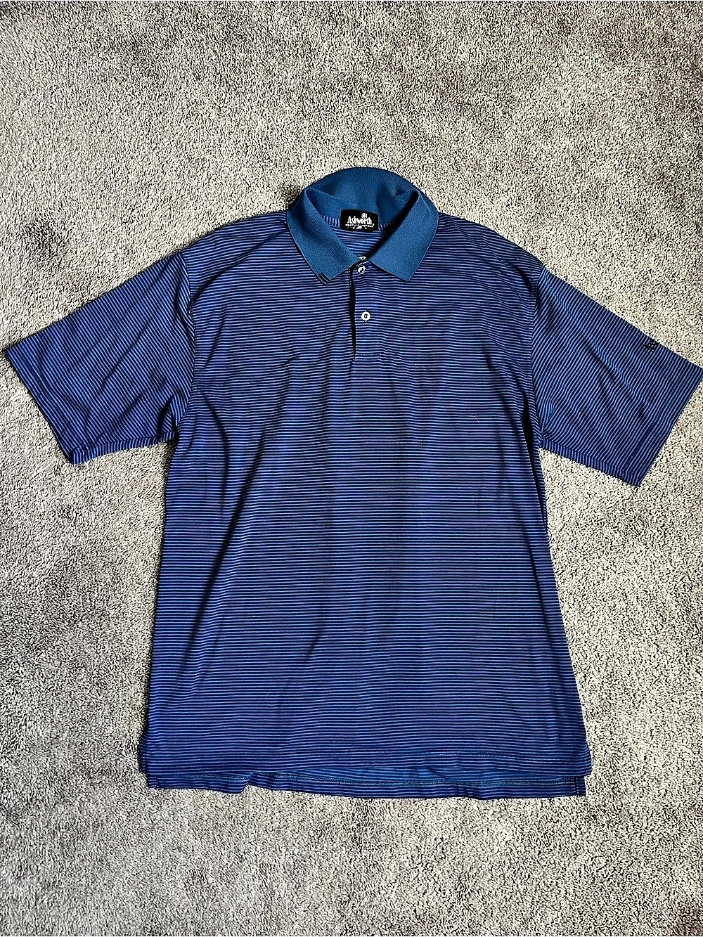 Ashworth Men's Striped Golf Polo Blue Large